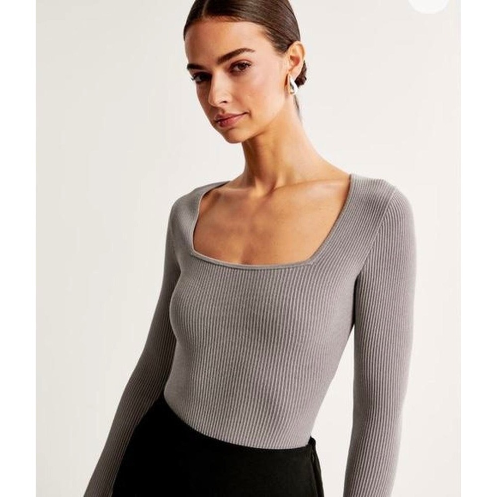 NWOT Abercrombie & Fitch Purple Square Neck Ribbed Bodysuit Size XL